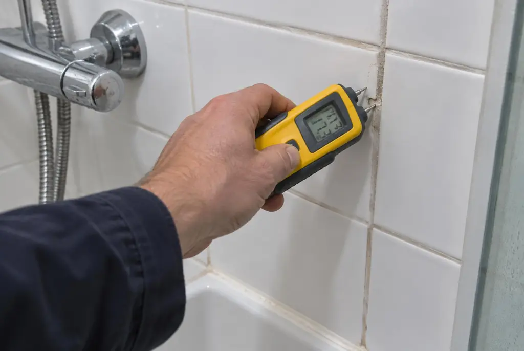 Lekdetectie Oegstgeest – vochtmeter op badkamertegels bij de douche